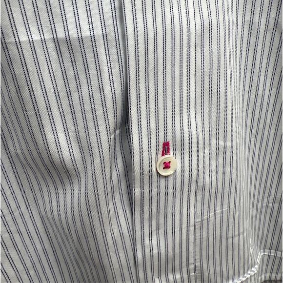 Psycho Bunny Double Pinstripe Single Needle White & Blue Button Up Shirt Size S - Picture 10 of 12